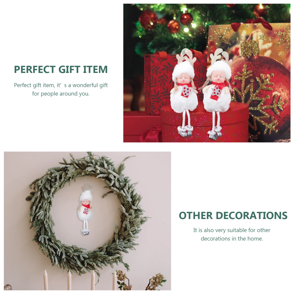 2Pcs Christmas Hanging Adornments Decorative Angel Dolls Festival Pendants White