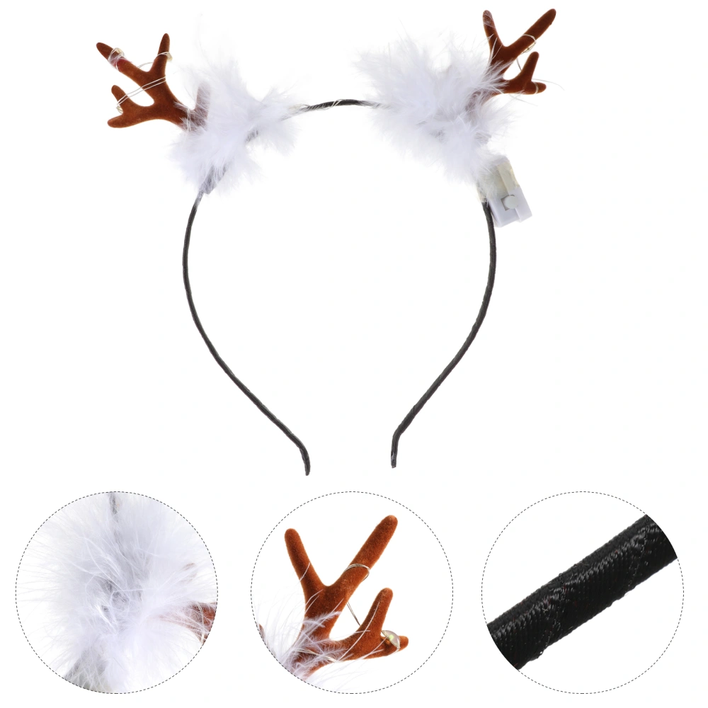 2pcs Christmas Glow Antler Headband LED Headdress Hair for Woman Kids