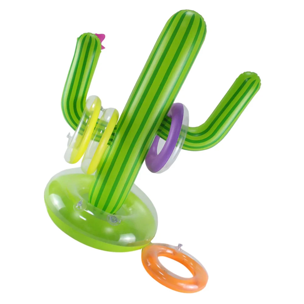 1 Set Inflatable Cactus Toys Beach Summer Playthings Rings Loop Game Supplies