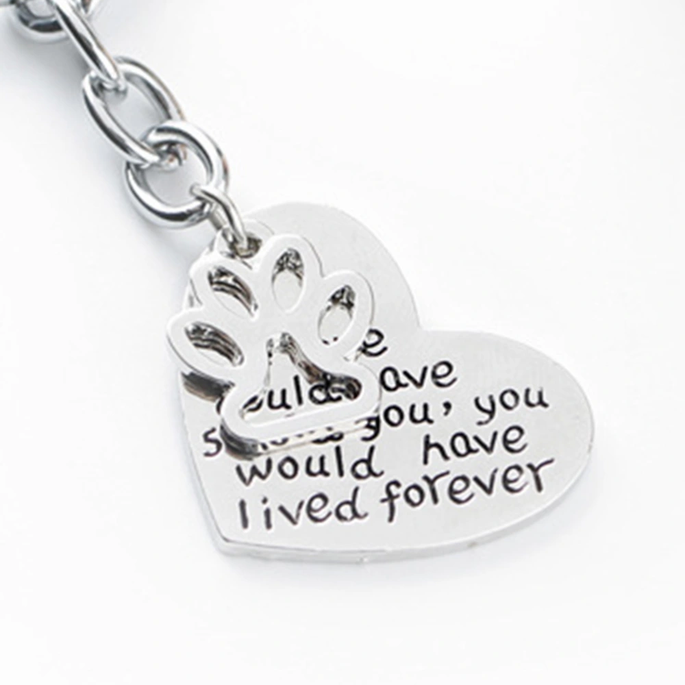 "If Love Could Have Saved You " Creative Dog's Paw Shaped Keychain Stylish Alloy Key Rring Handbag Purse Decor Hanging Pendant for Car Handbag (Silver)