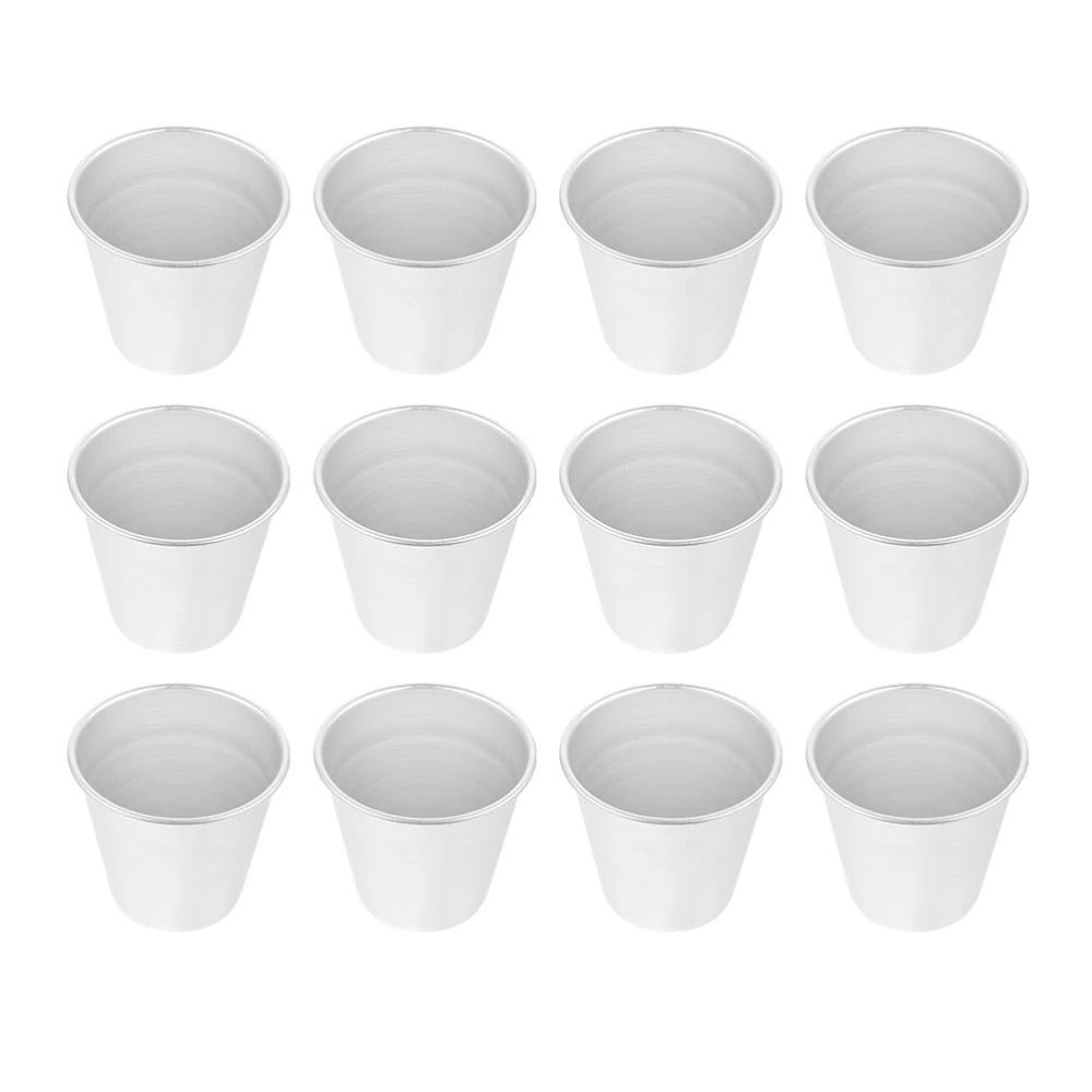 12pcs Baking Round Aluminum Alloy Cake Cups Western Practical Cup Cake Moulds (Silver)