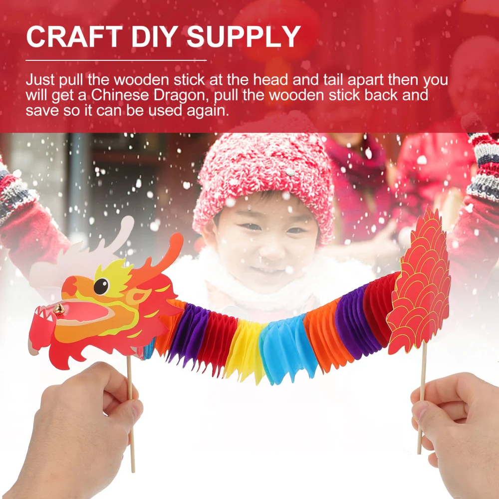 3pcs Chinese New Year Paper Dragon Honeycombs Material Children DIY Craft Accessory (Random Style)