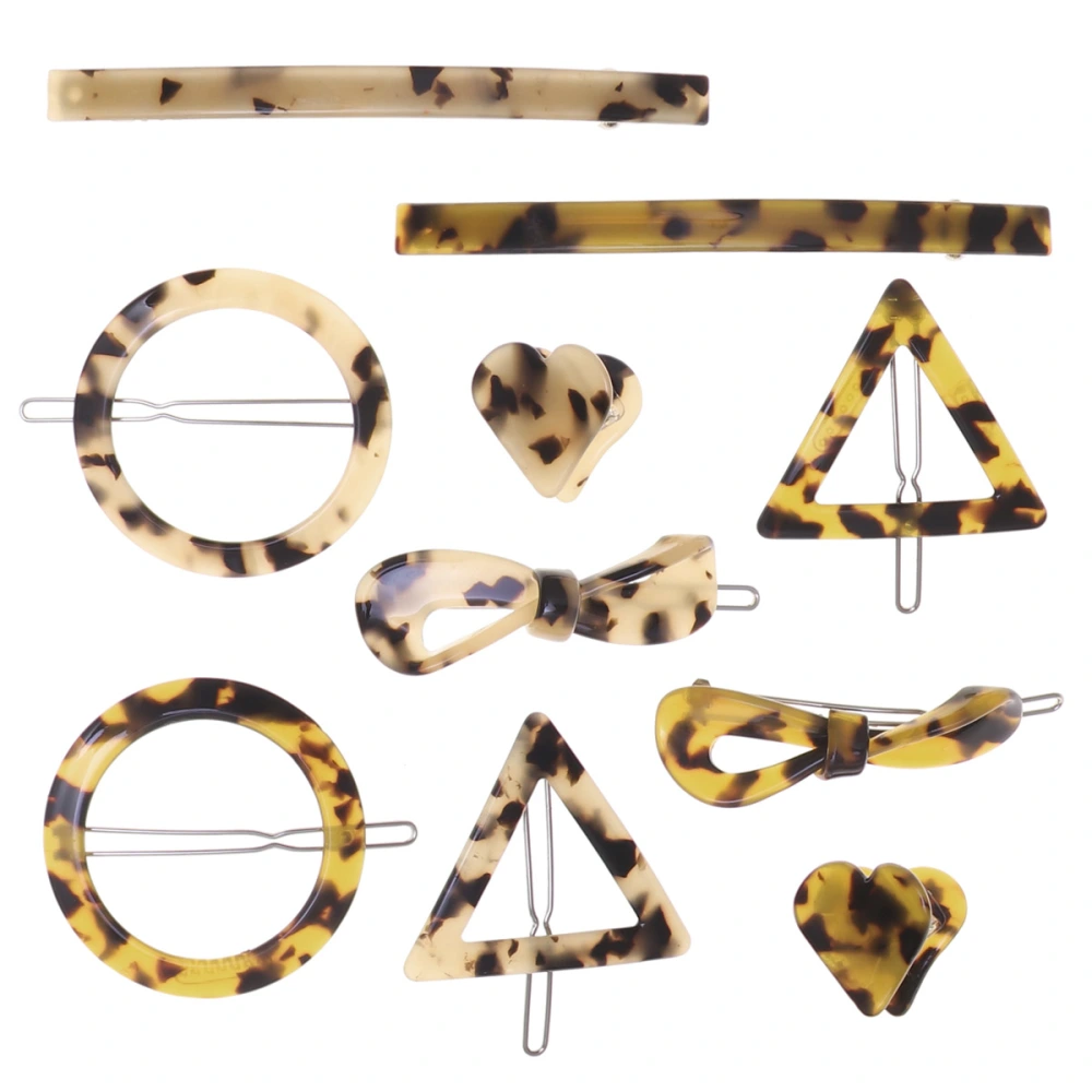 10pcs Leopard Hair Clips Vintage Hollow Geometry Bowknot Barrettes Girls Women Hairpins