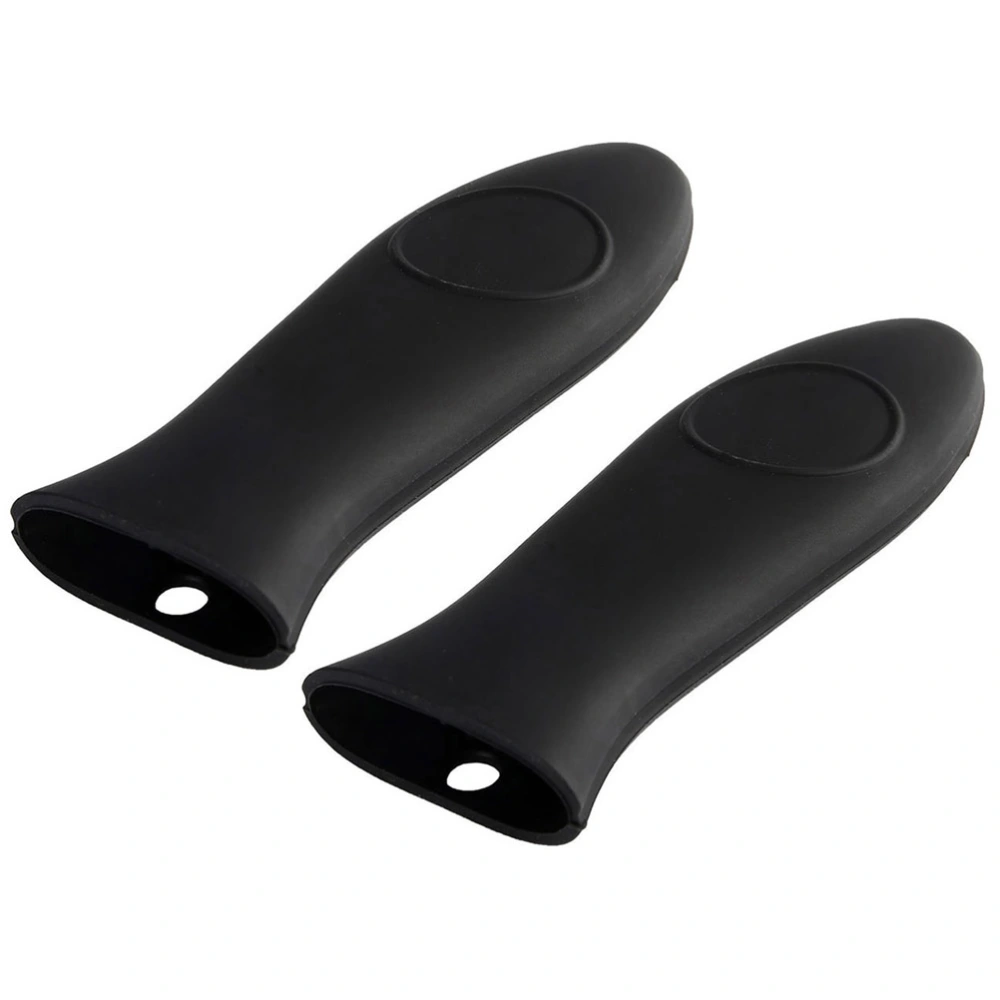 2 Pcs Heat Insulation Silicone Pan Handle Cover Anti-Scald Resistance Handle Cover for Home Restaurant Hotel (Black)