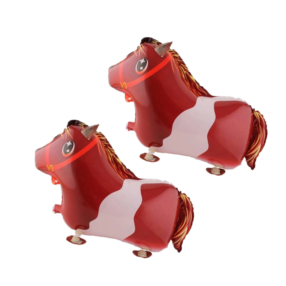 2pcs Walking Animal Balloons Adorable Foil Balloons Decorations For Kids Birthday Party (Horse)