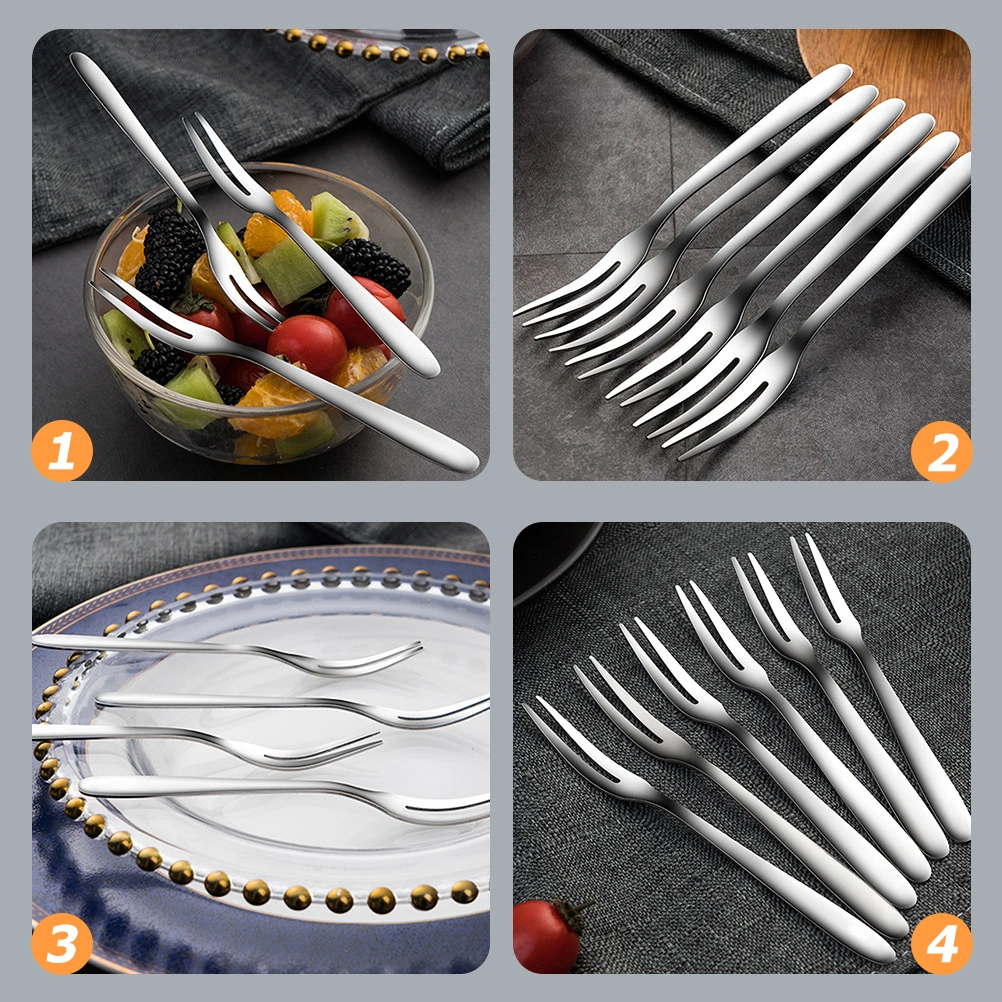 8 Pcs Dessert Forks Stainless Fruits Forks Simple Salad Forks Food Picking Forks