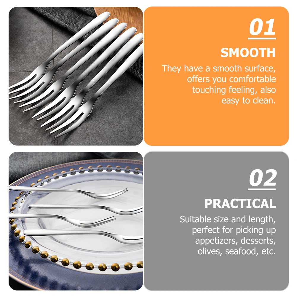 8 Pcs Dessert Forks Stainless Fruits Forks Simple Salad Forks Food Picking Forks