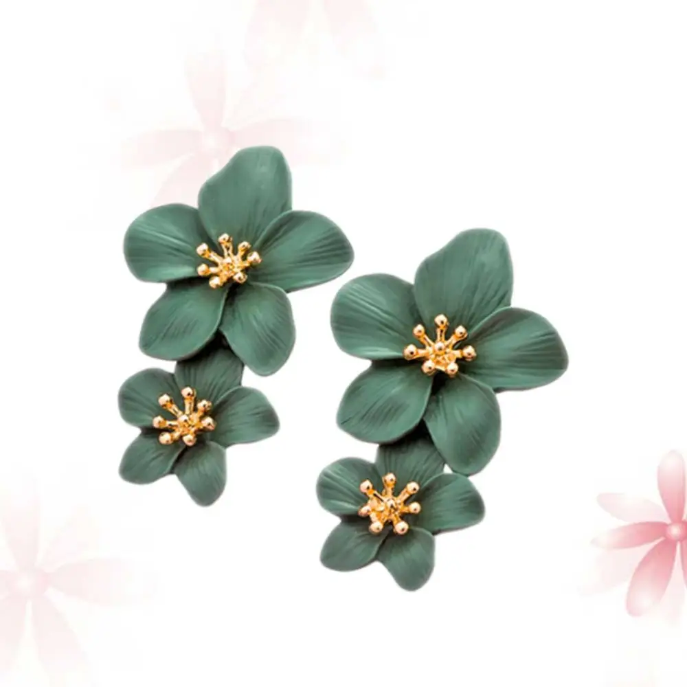 Flower Earrings Beautiful Decorative Eardrop Fashionable Earrings for Woman (Green)