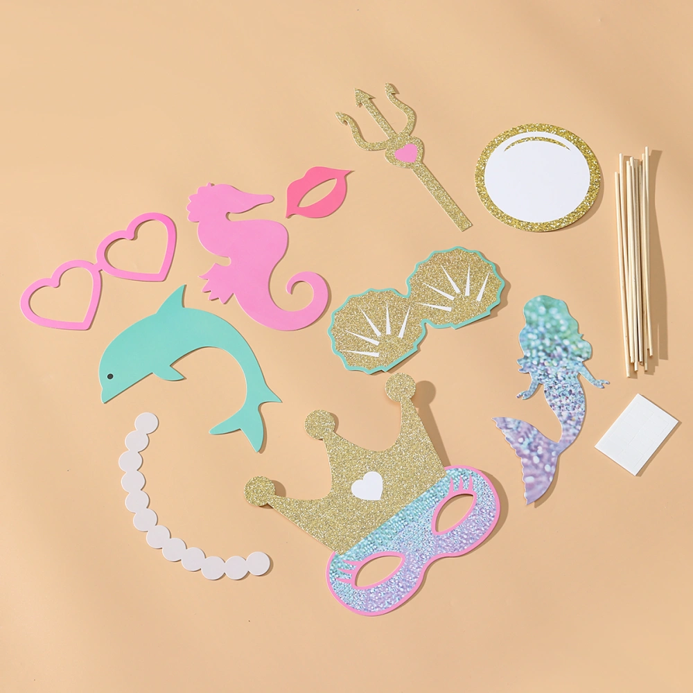 1 Set Mermaid Photo Booth Props Handheld Portable Mermaid Party Selfie Props Bridal Shower Photo Booth Props Kit