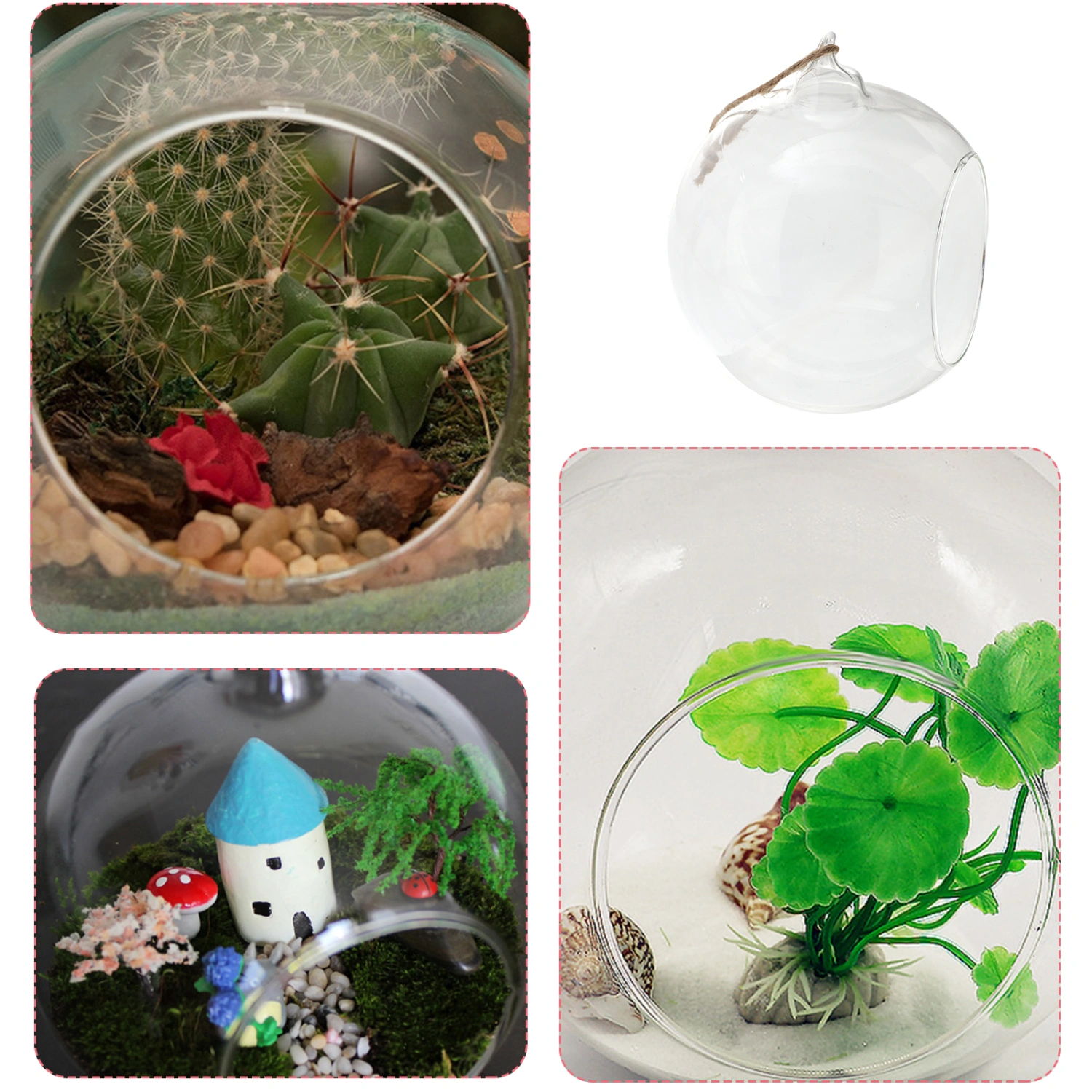 1pc Clear Hanging Glass Vase Flat Base Design Ball Shape Flower Plants Terrarium Vase Container Landscape DIY Wedding Home Decoration(Ball Shape)