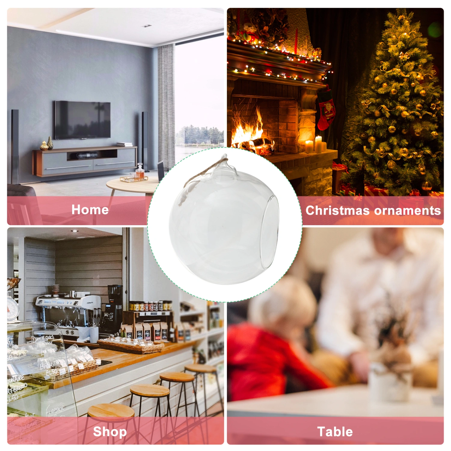 1pc Clear Hanging Glass Vase Flat Base Design Ball Shape Flower Plants Terrarium Vase Container Landscape DIY Wedding Home Decoration(Ball Shape)