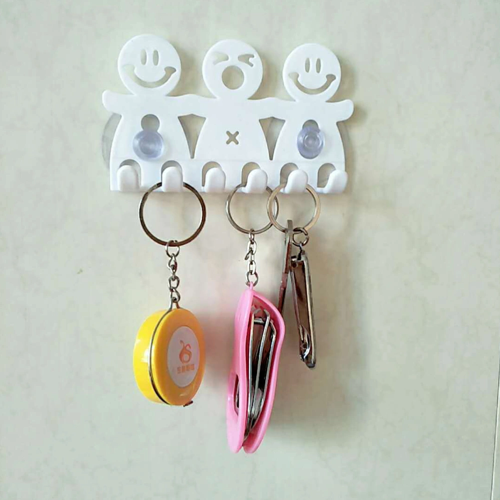 Cartoon Smile Face Wall Mounted Toothbrush Rack Suction Cup Toothpaste Holder Wall Hanging Keys Holder White