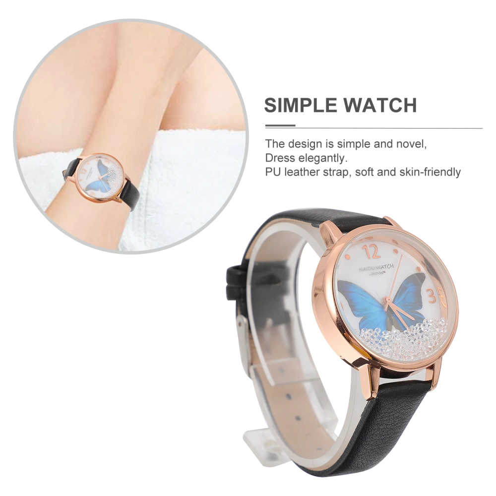 1Pc Fashion Imitation Leather Watch Creative Alloy Watch Chic Quartz Watch