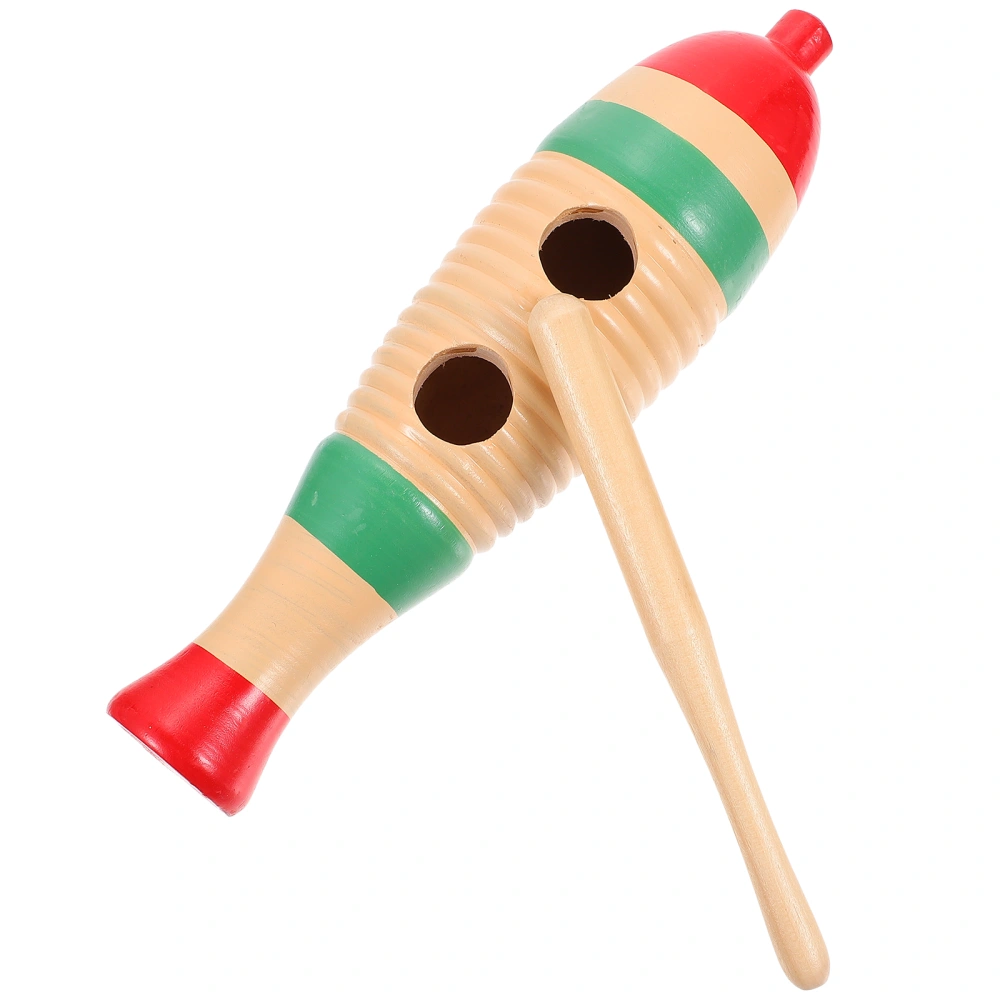 1Pc Wood Fish Shaped Guiro Fish Style Guiro Early Education Music Instrument