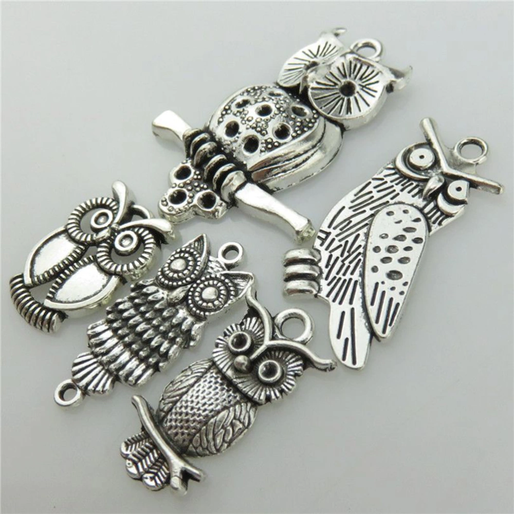 10pcs DIY Jewelry Hanging Owl Pendant Night Owl Hanging Pendent Alloy Accessories (2pcs for Each Model)