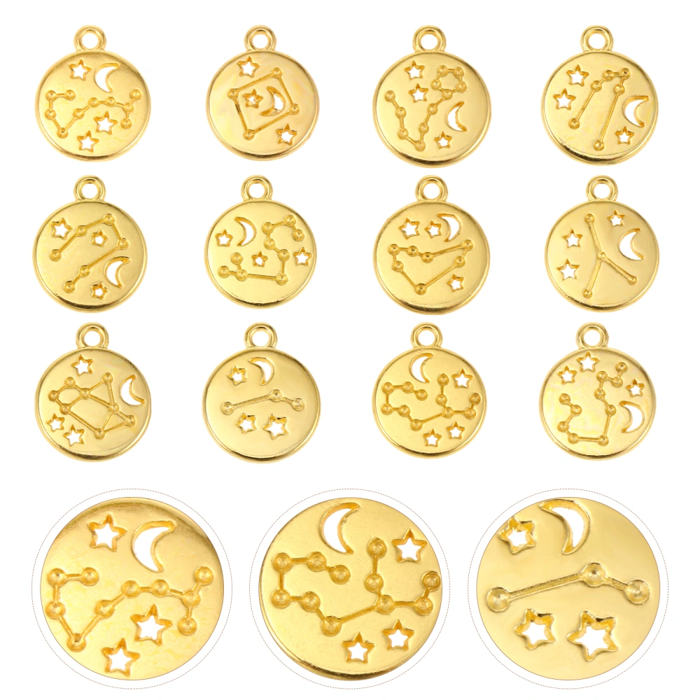 72pcs Zodiac Charms Alloy Pendants for Necklace Bracelet Jewelry Making