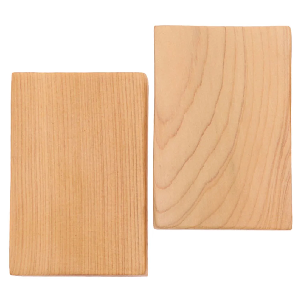 2 Pcs Thicken Wooden Block DIY Craft Cutout Smooth Wood Block for Art Crafts Project (Wood Color)