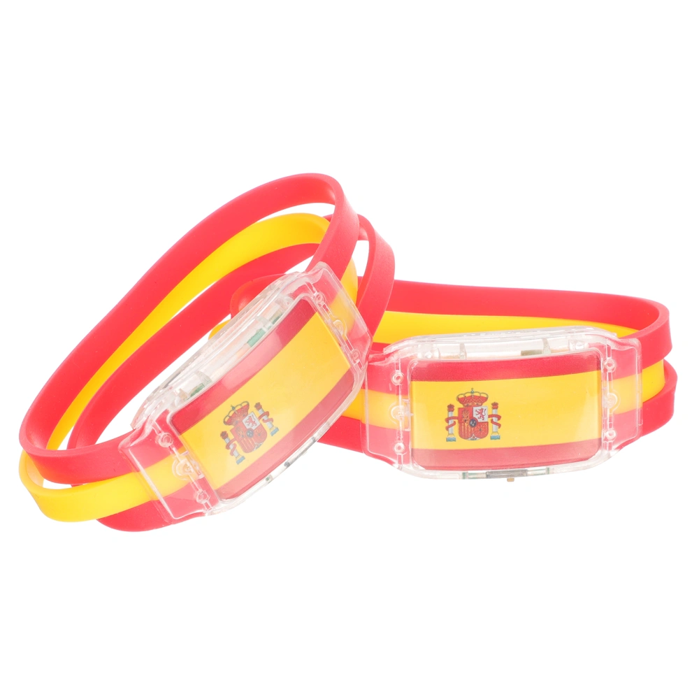 2Pcs Glowing Flag Bracelets LED Flag Bracelets Party Silicone Bracelets Cheer Supplies for Fans