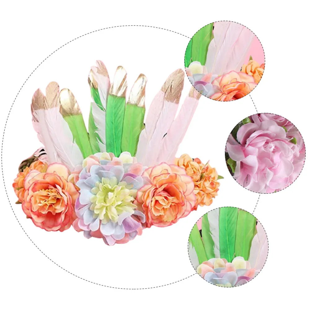 1 Pc Simulation Flowers Hairband Bohemian Style Headdress Dancing Hair Accessory