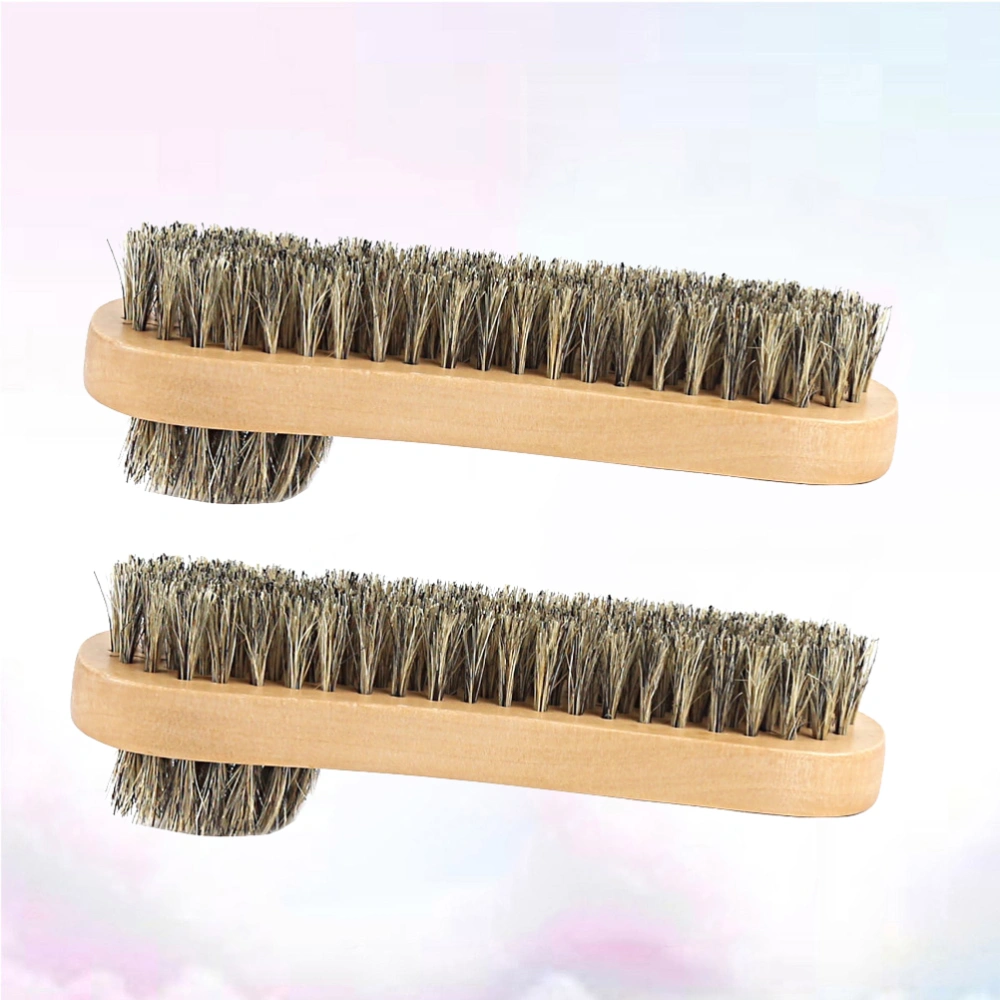 2pcs Shoe Cleaning Bristle Brushes Double Side Wooden Brushes Multifunctional Brushes Shoe Care Accessories