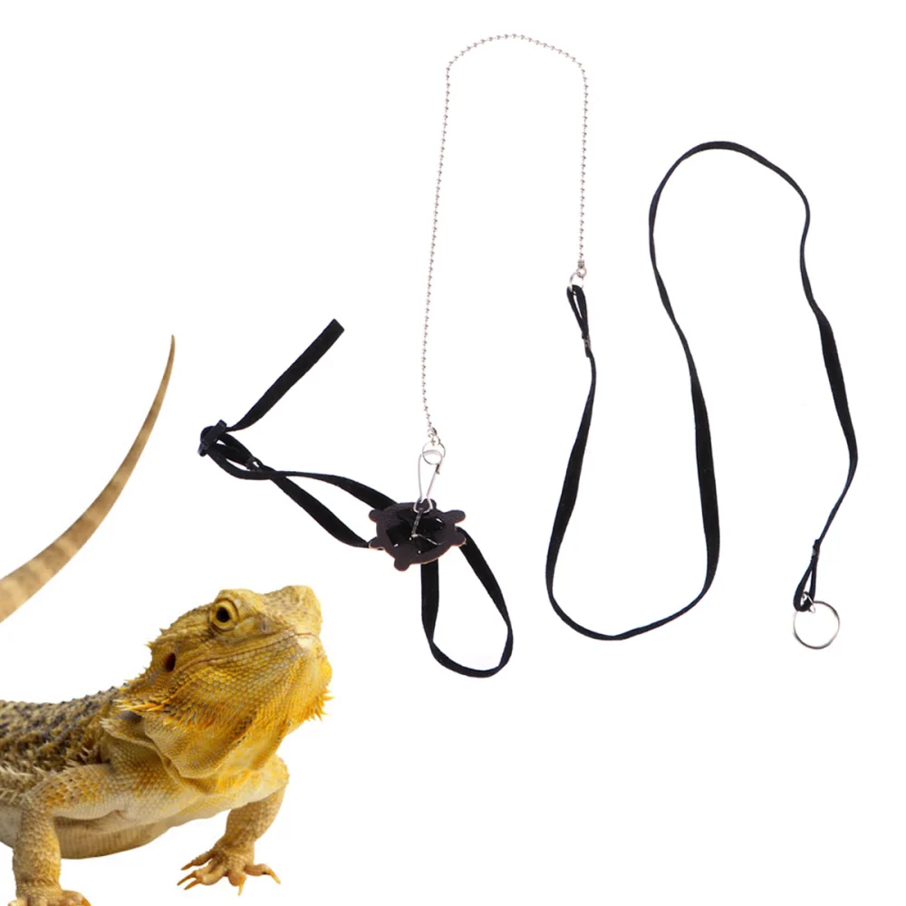 Pet Harness Reptile Leash Turtle Lizard Adjustable Outdoor Training Strap (Black)