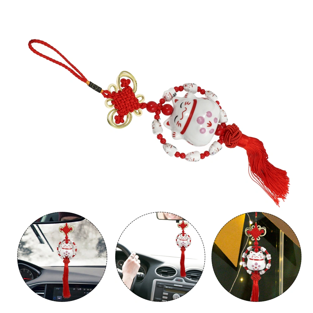 1pc Fortune Cat Car Ornament Car Rearview Mirror Cat Ornament for Decor