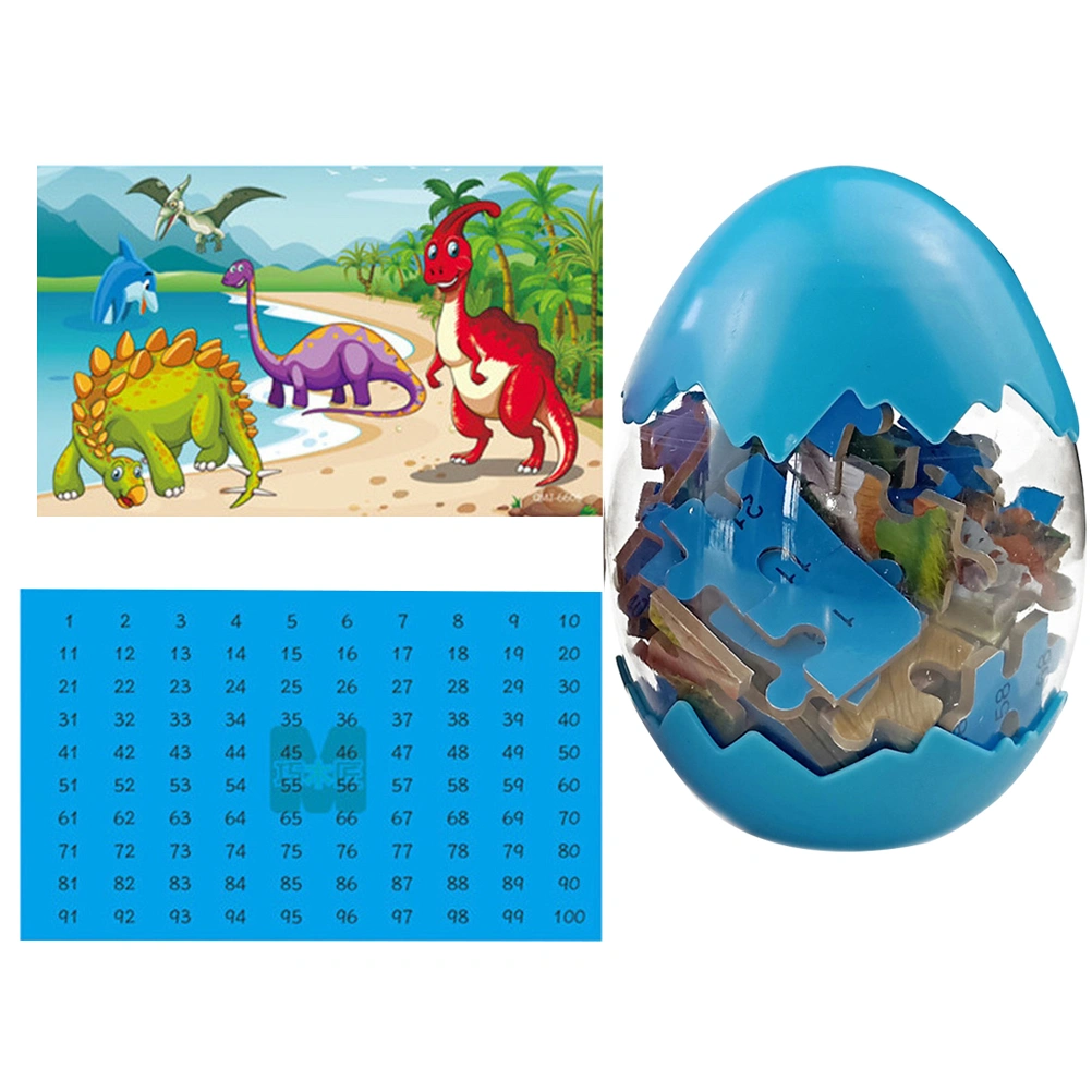 60pcs of One Set Cartoon Animal Puzzles Educational Toy Wooden Dinosaur Jigsaw for Kids (QMJ-6605)