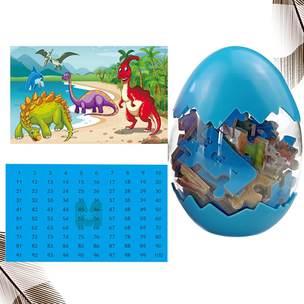 60pcs of One Set Cartoon Animal Puzzles Educational Toy Wooden Dinosaur Jigsaw for Kids (QMJ-6605)