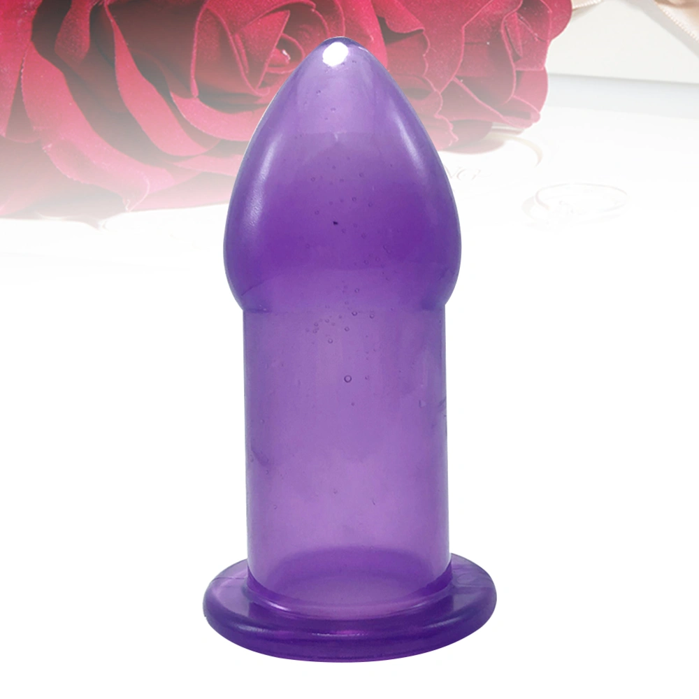 Creative Anal Plugs Beginner Anal Massager Stimulation Hollow Bullet Shape Handheld Flexible Rubber Anal Training Pull for Couple Adults (Transparent Purple)