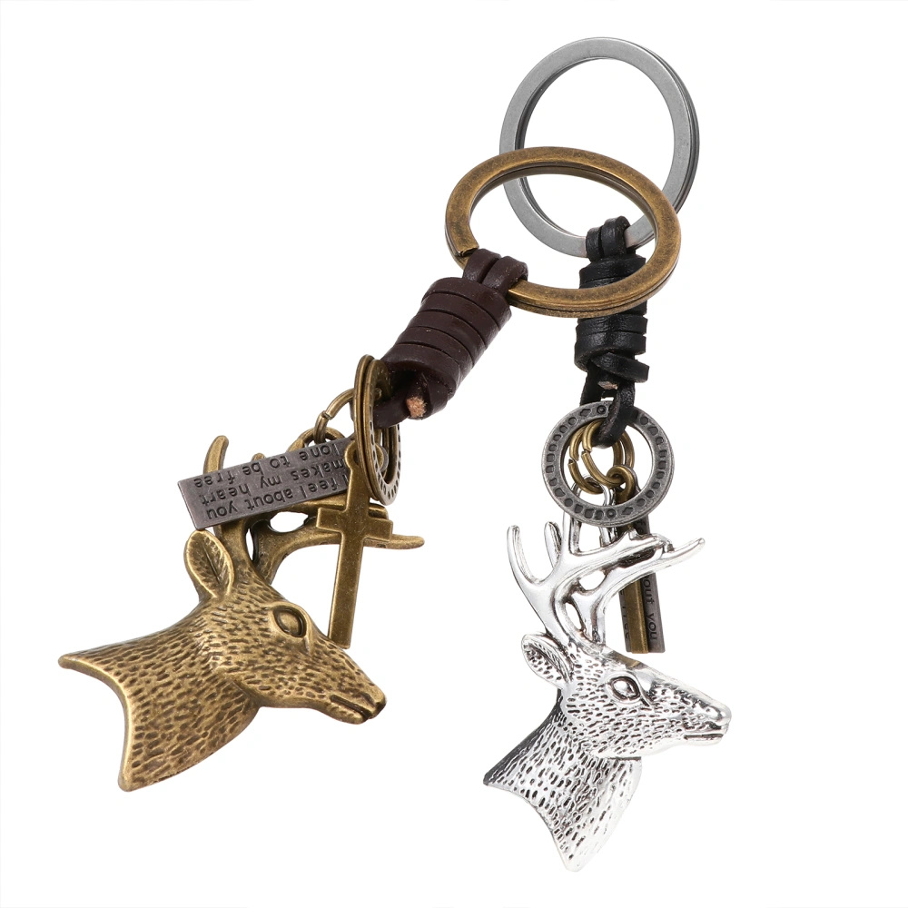 2 Pcs Lovely Key Ring Pendants Stylish Creative Car Pendants (Silver Bronze)