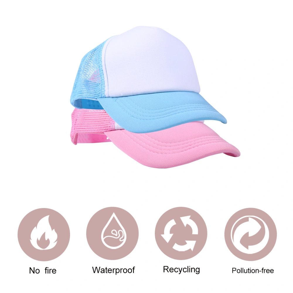 2pcs Spring Summer Sun Hat Outdoor Baseball Hat Sports Peaked for Kid Child Travel(Sky Blue with White, Pink with White)