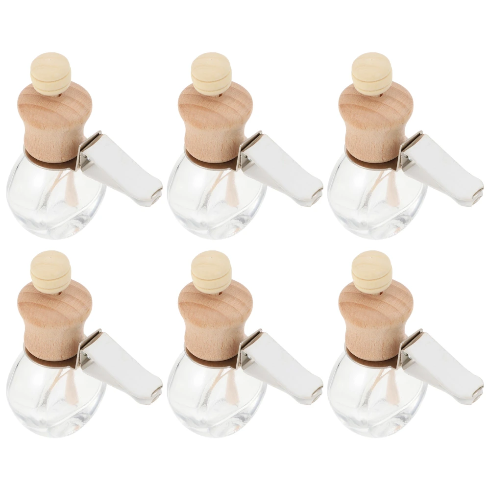 6Pcs Air Vent Essential Oil Diffusers Wooden Lids Rotatable Perfume Containers (Assorted Color)