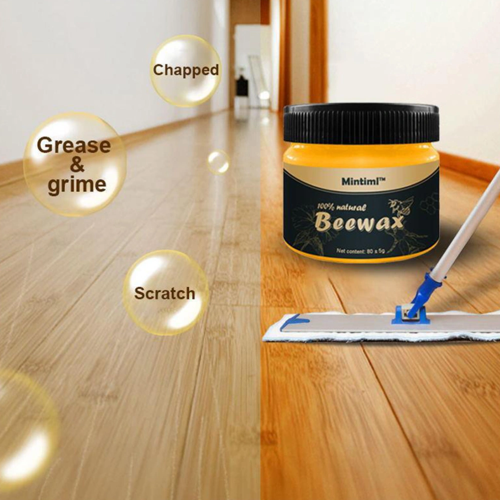 1PC Polishing Beewax Portable Wood Care Beewax Furniture Polishing Beewax Waterproof Floor Beeswax Natural Furniture Maintenance Beeswax for Home Store with 1PC Sponge Orange