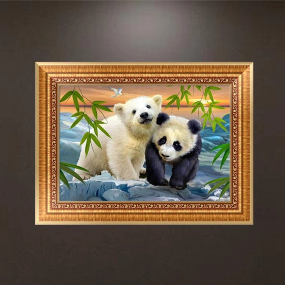 Handmade DIY 5D Resin Beads Painting Embroidery Cross Stitch Painting Pictures DIY Arts Crafts Home Wall Decor (j319 White Bear and Panda)