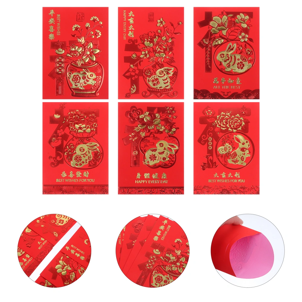 60pcs Chinese New Year Red Envelopes Creative Rabbit Year Red Packets New Year Supplies Mixed Style