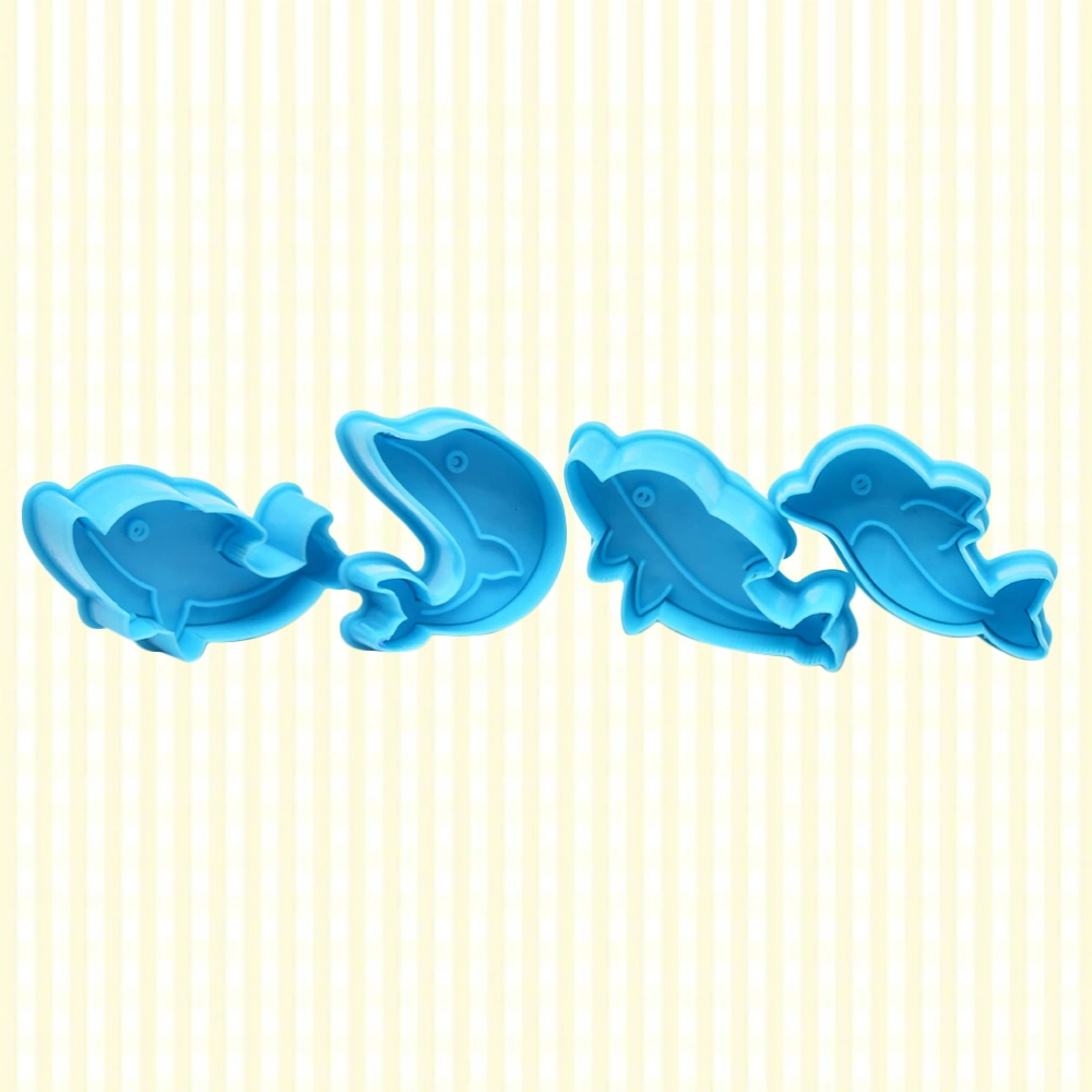 4pcs Baking Cake Mould Cartoon Dolphin Shape Molasses DIY Cake Mold Cake Decoration (Skyblue)