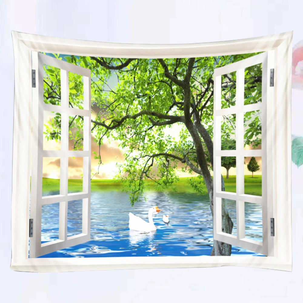 1Pc 150x200cm 3D Outside Window Lakes Tapestry Lifelike Scenery Backdrop Decorative Hanging Blanket for Home Hotel