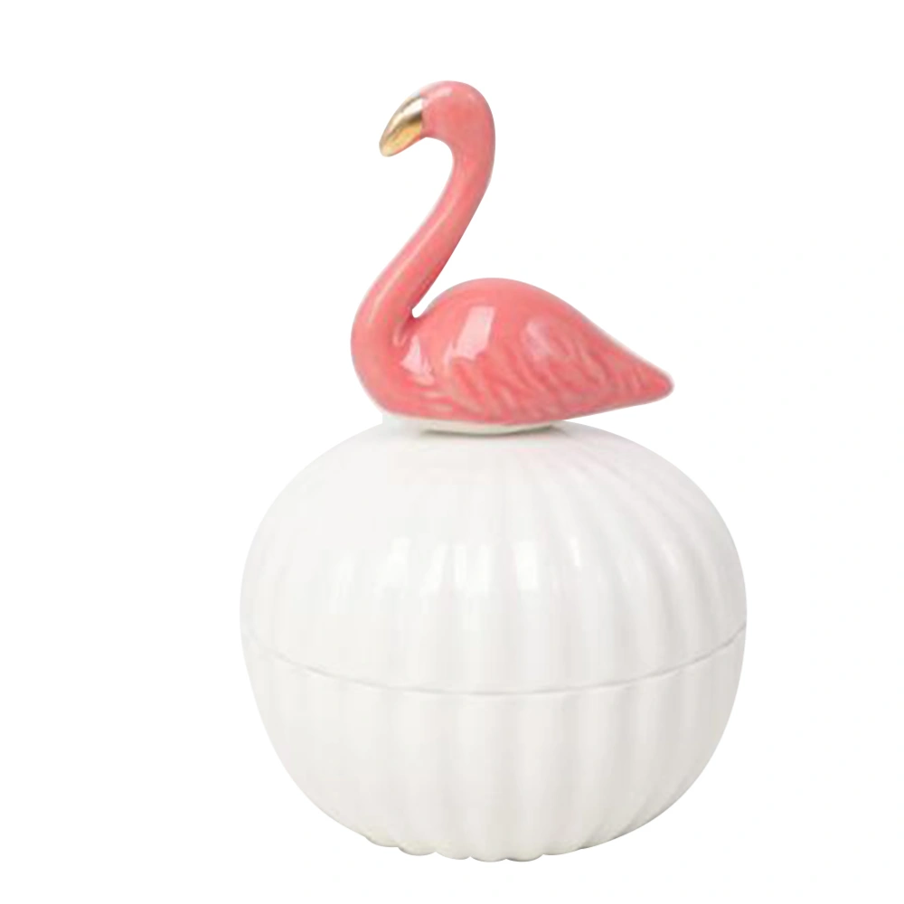 Ceramic Ring Storage Box Flamingo Jewelry Container Delicate Jewelry Storage Jar Desktop Adornment for Birthday Wedding Banquet