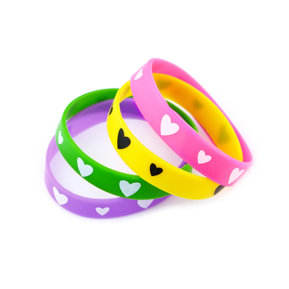 20pcs Sports Silicone Bracelet Wrist Band  Hand Rings Decoration Fashion Candy Color Love Pattern Band Set (Mixed Color)