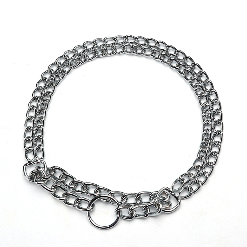 Metal Chain Martingale Dog Collar Double Row Plated Choke Training Show Collar 2.0mm x 60cm (Silver)