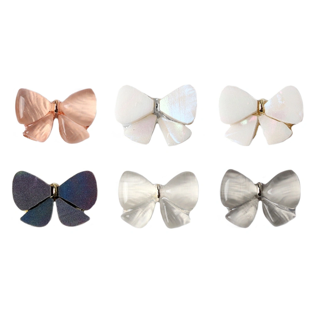 6pcs Fingernail Decoration Bowknot Manicure Stickers Nail Patches Nail Art Tool