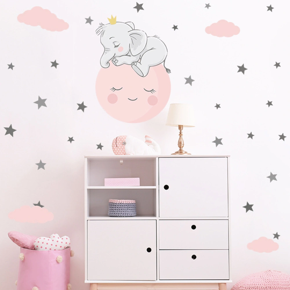 2pcs Kid's Room Closet DIY Stickers Cartoon Elephant Wall Decals Kindergarten Decals