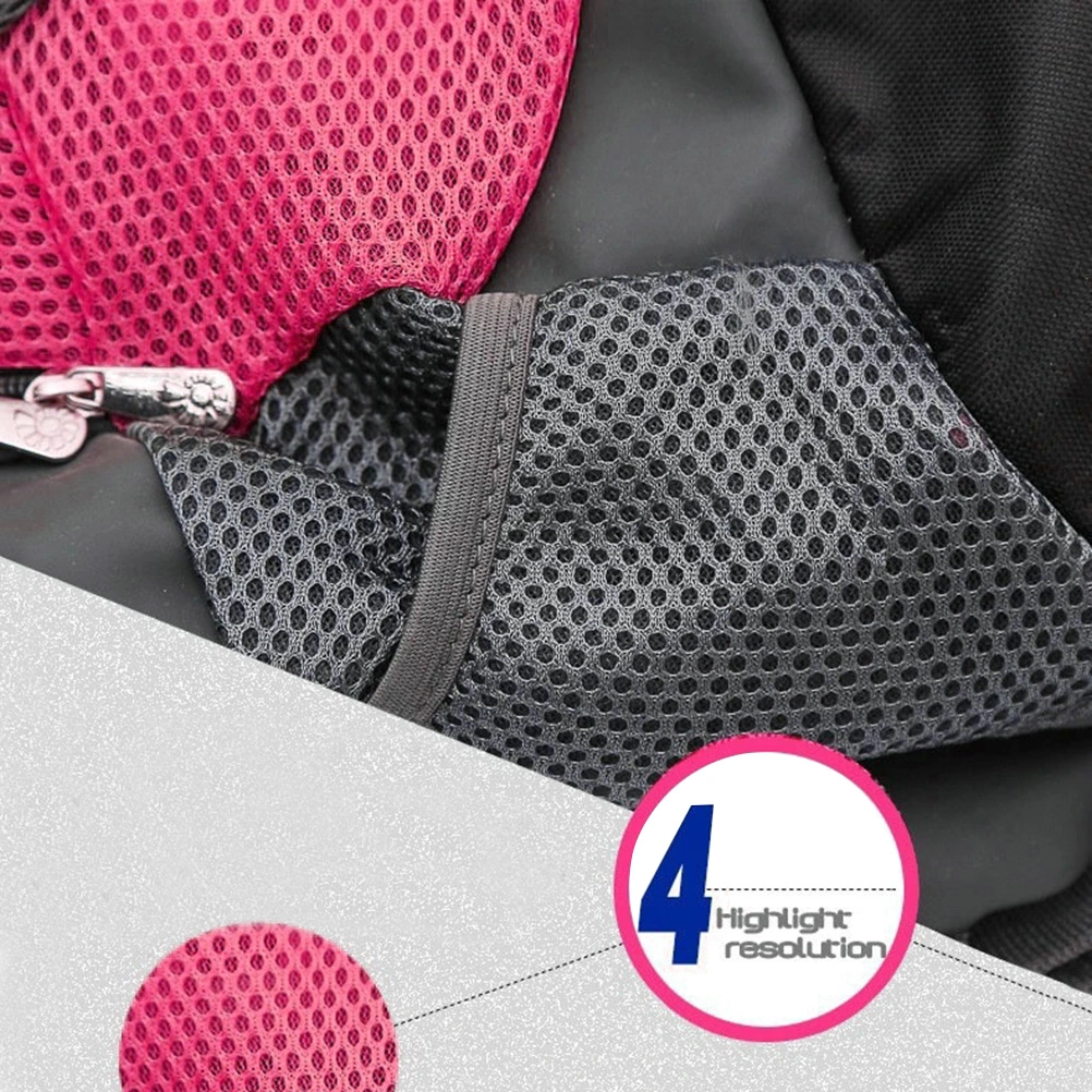 Outdoor Pet Dog Canvas Backpack Puppy Pouch Carrier Portable Travel Bag Head Out Front Bag Size L (Rosy)