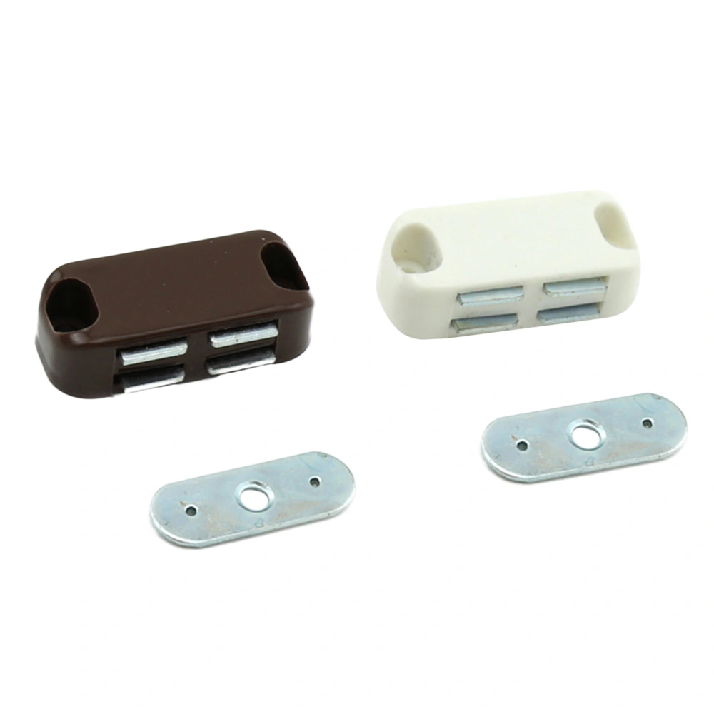 2 Sets Practical Glass Door Magnetic Catches Stop Stoppers Strong Magnet Latches (Brown + White)