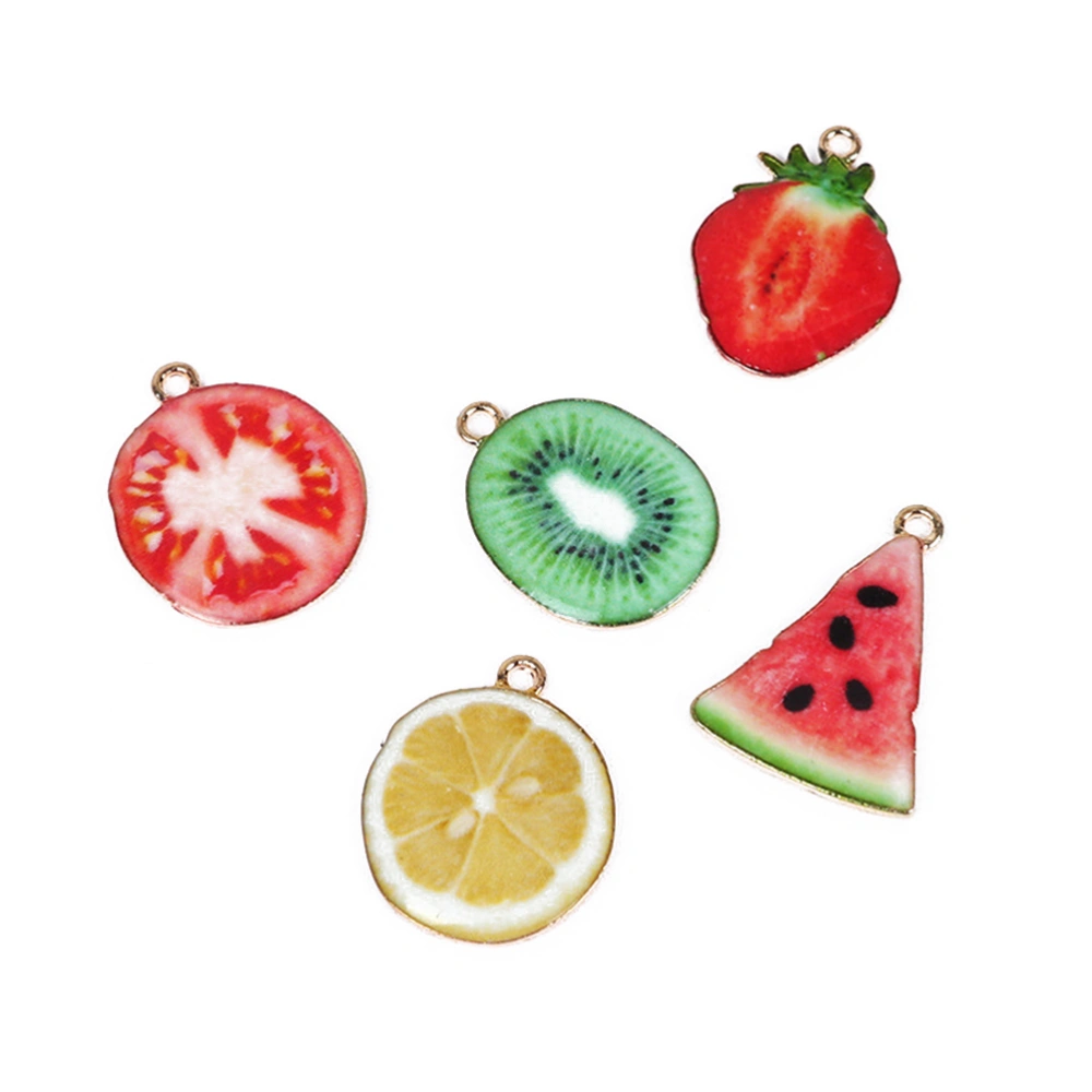 20pcs Fruit Vegetable Alloy DIY Pendant Handmade Accessories Materials for Earring (Random Style)