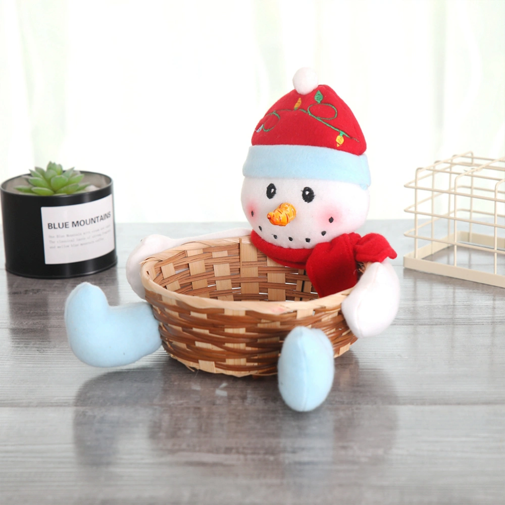 Candy Storage Basket Christmas Party Gift Holder Xmas Storage Basket Gift Ornament for Home Party Decoration (Snowman, Size L)