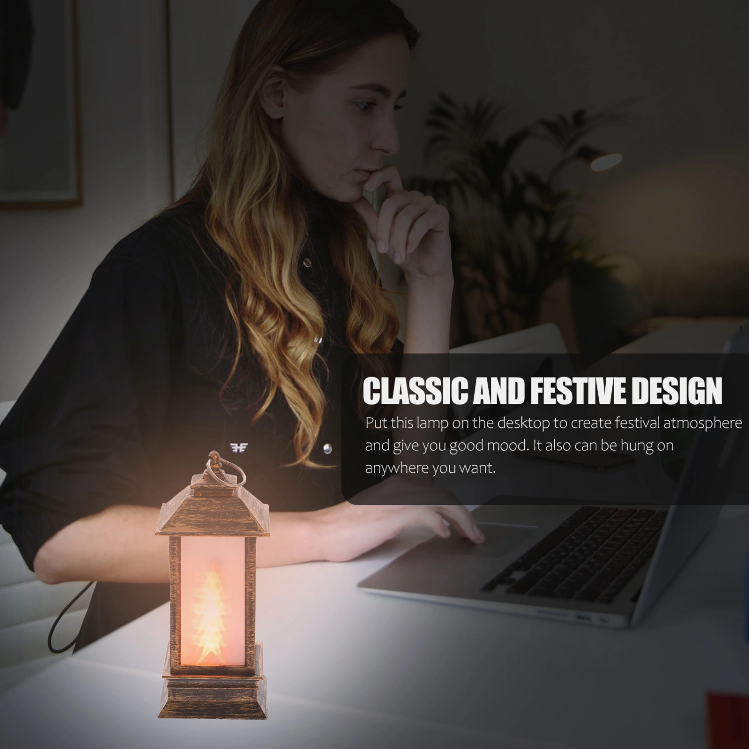 Christmas Party LED Flame Lamp Chic Festival Lantern Decorative Hanging Ornament