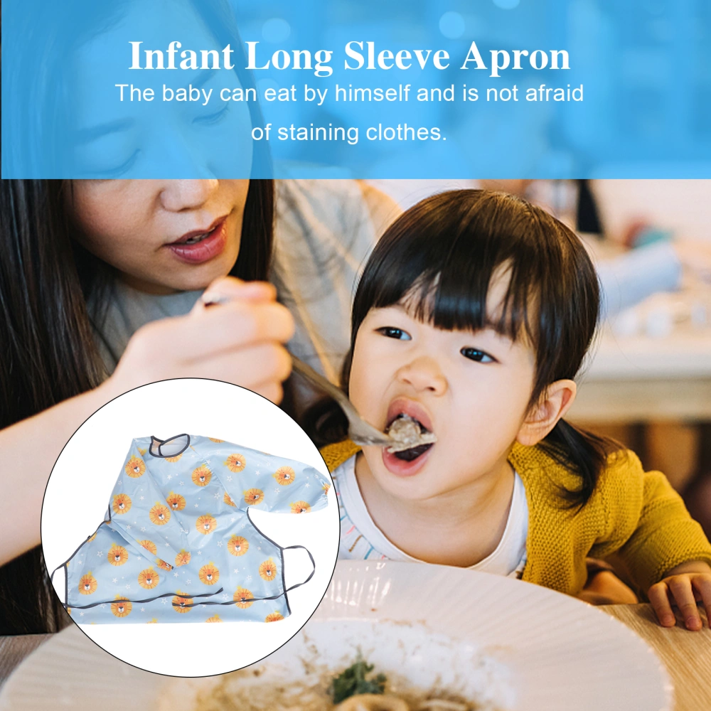 1pc Cartoon Baby Waterproof Long Sleeve Dining Bib Feeding Coverall Straps