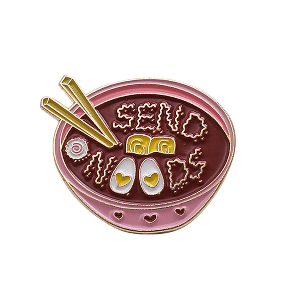 1Pc Cartoon Ramen Pin Enamel All-purpose Bowl Brooch Alloy Brooch(Dark Red)