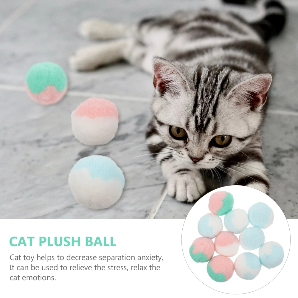 10pcs Cat Plush Ball Bite-resistant Cat Teaser Toy Pet Supplies Random Color